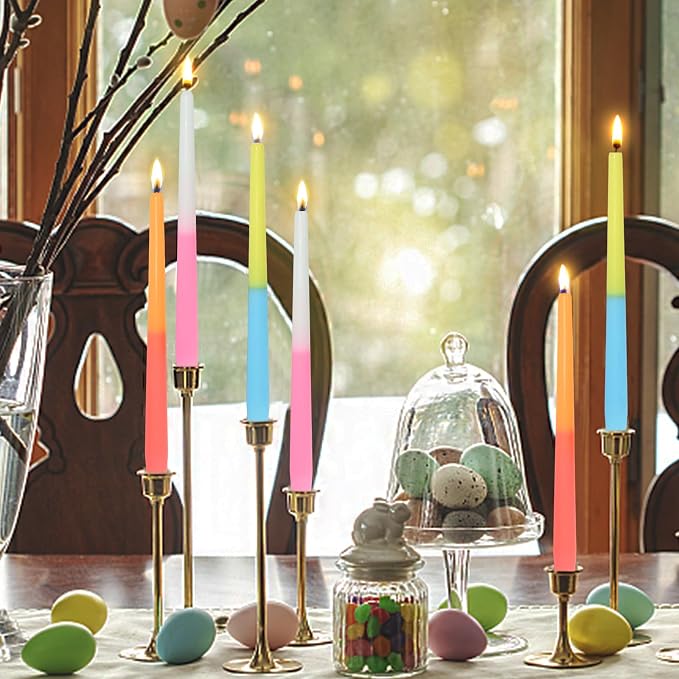 Candlesticks Long Taper Candle,Rose Scented 10 Inches Colorful Candle Sticks Smokeless Tapered Candles for Home Décor Holiday Gifts 6pcs