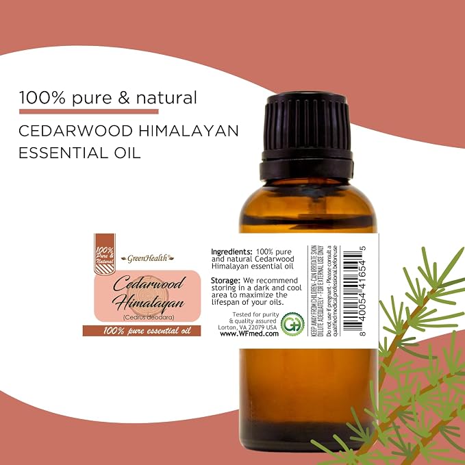 Cedarwood Himalayan Essential Oil - 32 fl oz - 100% Pure and Natural, Uncut - Aluminum Bottle - Greenhealth