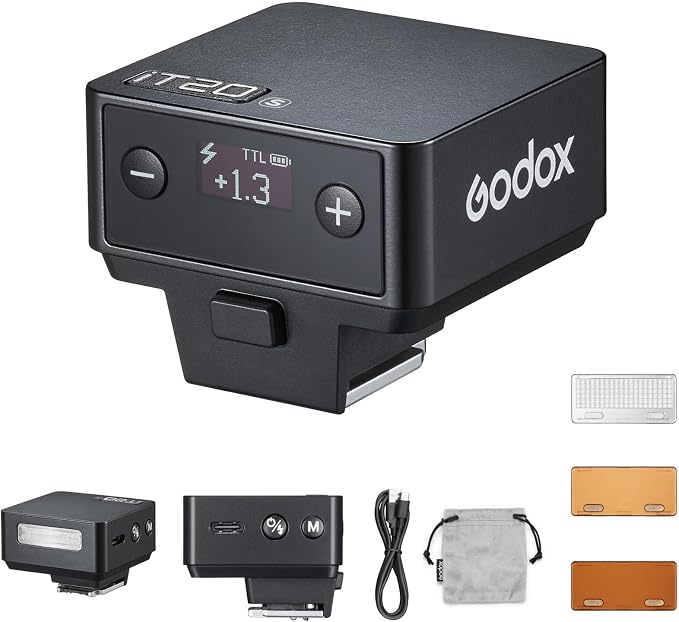 Godox IT20 C IT20C Mini Camera Flash for Canon, TTL Godox Flash,700+ Full Power,1.5s Recycle Time,USB-C Charging, with Magnetic Diffuser & Filter -Black