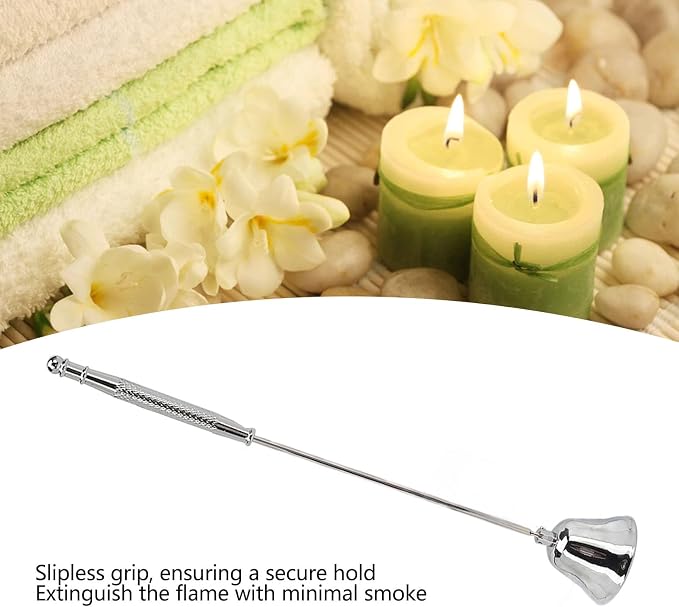 Candle Snuffer, Long Handle Stainless Steel Vintage Extinguisher for Scented Candles Silver Lightweight Wick Flame Stopper