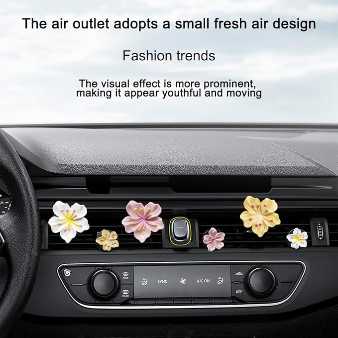 Bittwee 4PCS Car Air Vent Clip, Cute Refillable Flower Aesthetic Automotive Vent Clip Air Freshener Diffuser for Women Girls, Vehicle Interior Decoration Universal for SUV Truck RV and More（White）