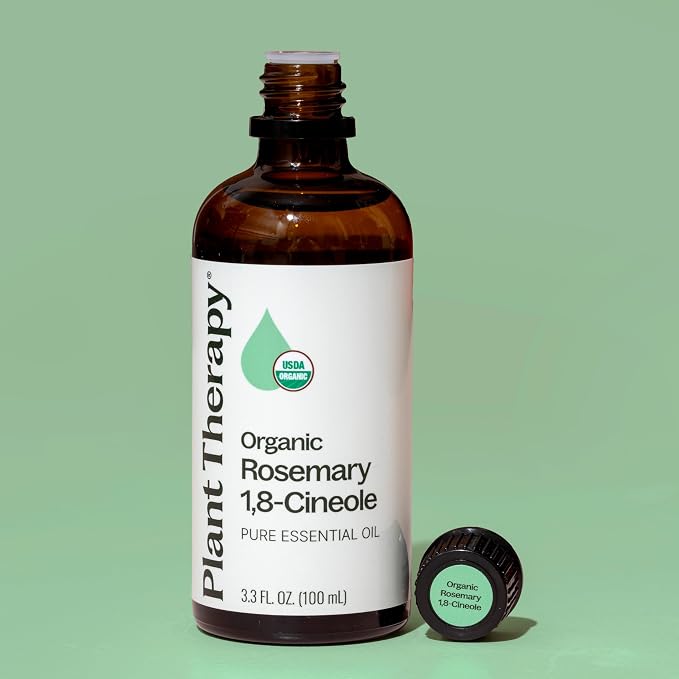 Plant Therapy Organic Rosemary Essential Oil 100 mL (3.3 oz), 100% Pure, USDA Certified Organic, Undiluted, Natural Aromatherapy, for Healthy Hair