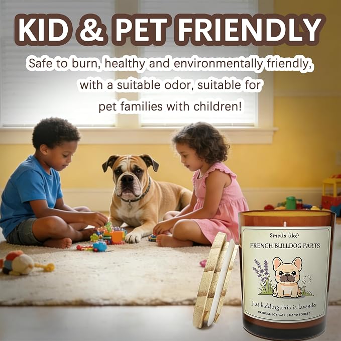 France Bulldog Gifts for Women - Dog Mom Candle Decor Bulldog Farts Candle Themed Gifts for Women for Pet Lovers Crafted by Natural Soy Wax Lavender Scented Candle ecoration for Christmas Birthday
