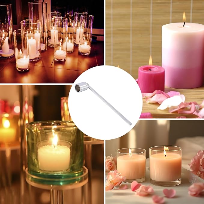 8 Pack Silver Candle Snuffer, Premium Stainless Steel Wick Flame Extinguisher, 6.3 Inch Long Handle, Elegant Design for Scented Candles, Wick Snuffer for Candle Lovers