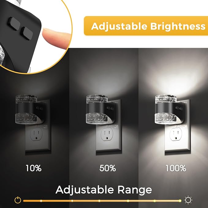 L LOHAS LED Night Light, 5000K Bubble Night Lights Plug into Wall, Acrylic Night Lights with Light Sensor, Adjustable Brightness,Soft White Plug in Nightlights for Rooms Bathroom Hallway
