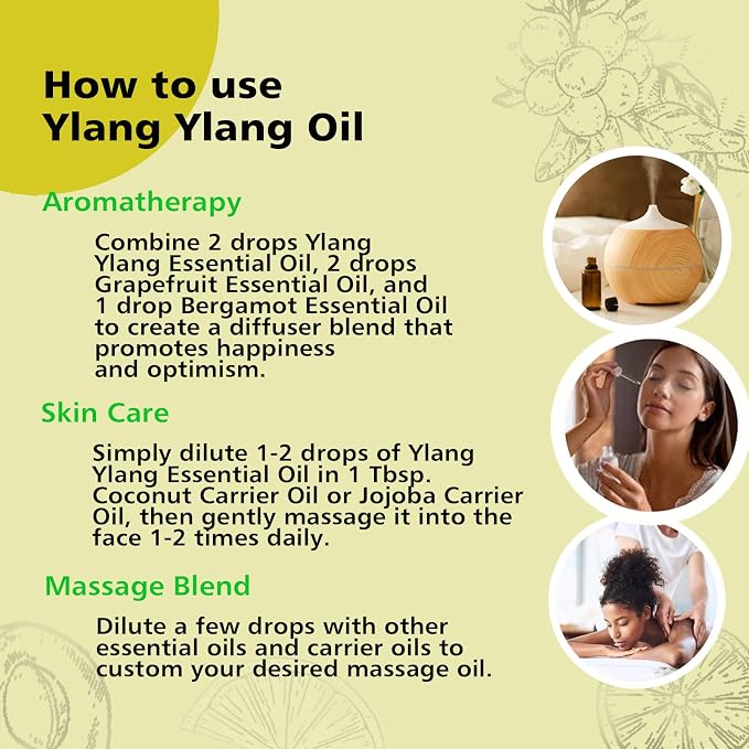 GM Gumili Ylang Ylang Essential Oil 1 Oz – 100% Pure & Natural Ylang Ylang Oil for Skin, Aromatherapy, Massage & Relaxation – 30ml