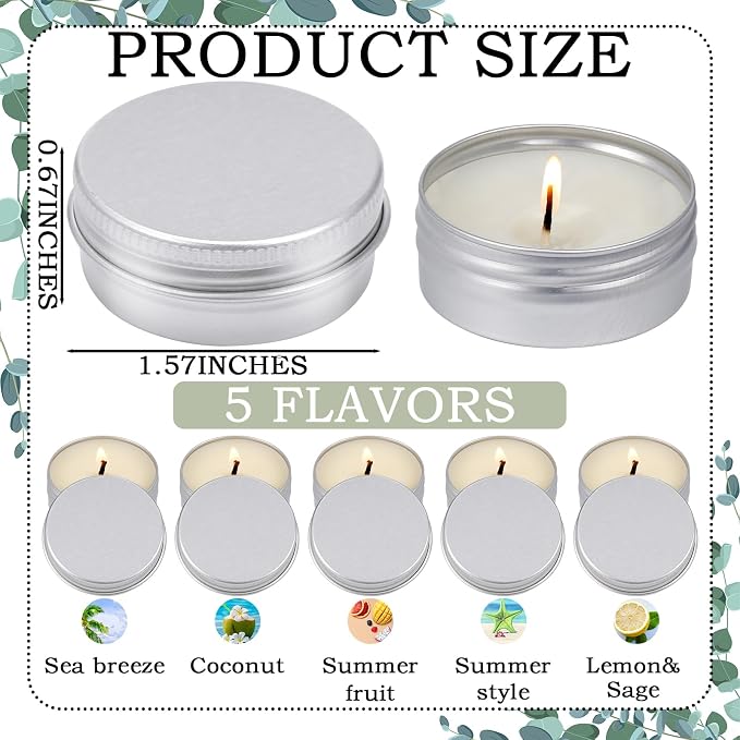 MTLEE 50 Pcs Mini Wedding Scented Candles Gift 1.57 in Small Travel Tin Candle Aromatherapy Candle for Christmas Winter Baby Shower Favors Wedding Gifts