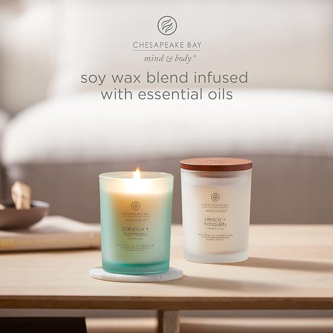 Chesapeake Bay Scented Candle | Balance + Harmony (Water Lily Pear) Medium Aromatherapy Tumbler Candle | Burn Time: Up to 57 Hours | Mind & Body Collection | Gifts for Women