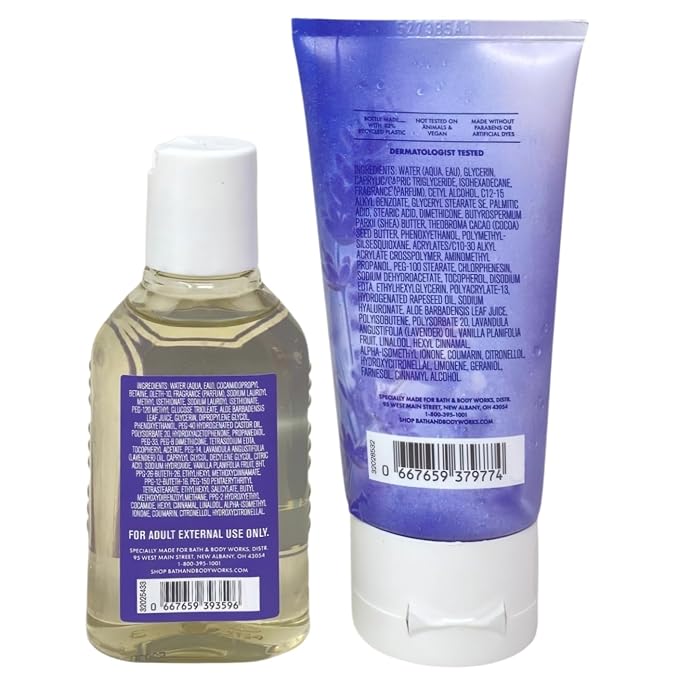 Bath & Body Works Aromatherapy Lavender + Vanilla Sleep - Body Cream - Body Wash + Foam Bath with a Natural Oats Sample Soap - Travel Size