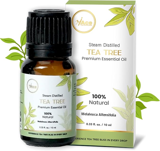 My ACE Tea Tree Essential Oil 0.33 Fl Oz - Pure & Natural - Premium Grade for Aromatherapy, Diffuser, Skin, Hair, Massage, Candle & Soap Making, Home - Glass Bottle with Dropper - Long Lasting Scent