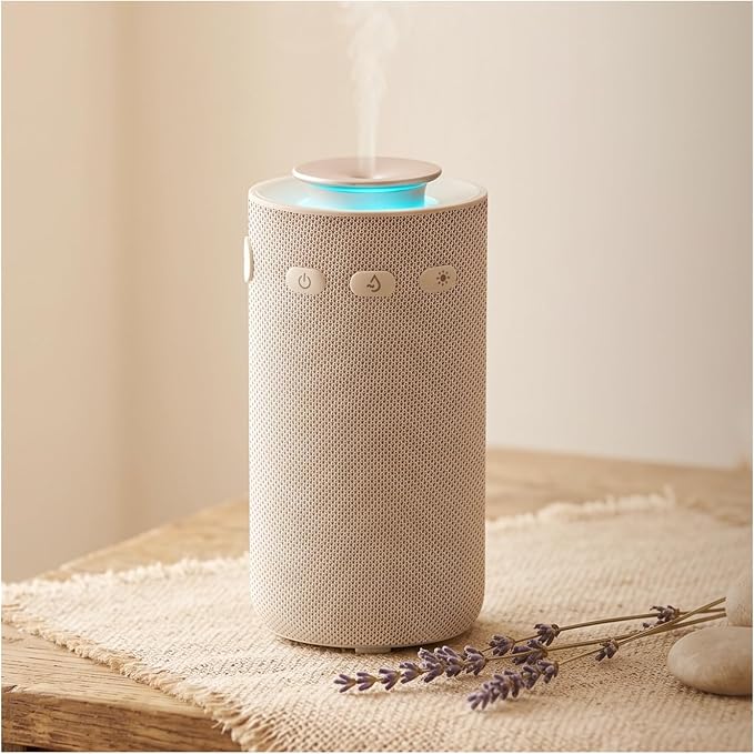 Stillstorm Waterless Diffuser for Essential Oil, Portable Aromatherapy Diffuser, Car Air Freshener with 8 Light Colors, Fabric Material Scent Air Machine for Home, Office, Essential Oils Excluded