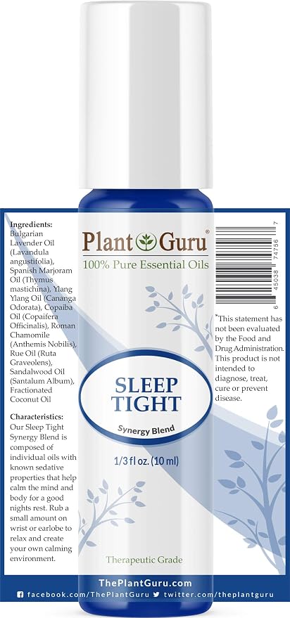 Sleep Tight Essential Blend Oil Roll On 10 ml 100% Pure Pre-Diluted Therapeutic Grade for Aromatherapy Good Night Aid, Relaxation, Relief, Mood Calming