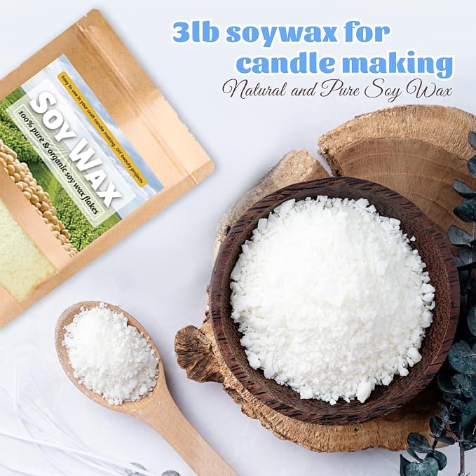 Soy Wax for Candle Making Kit - DIY Soy Candle Making Supplies with 3lbs Natural Soy Wax Flakes, Electric Wax Melter, Thermometer, Wicks, Perfect for Making Your Own Candles