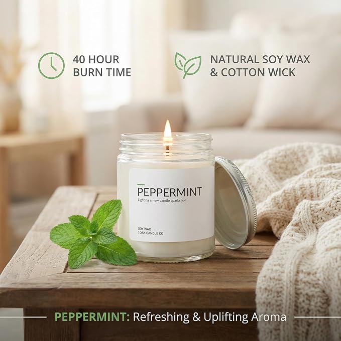 1OAK Peppermint Candle - Soy Wax Scented Candles - Scented Candles for Home (7oz.)