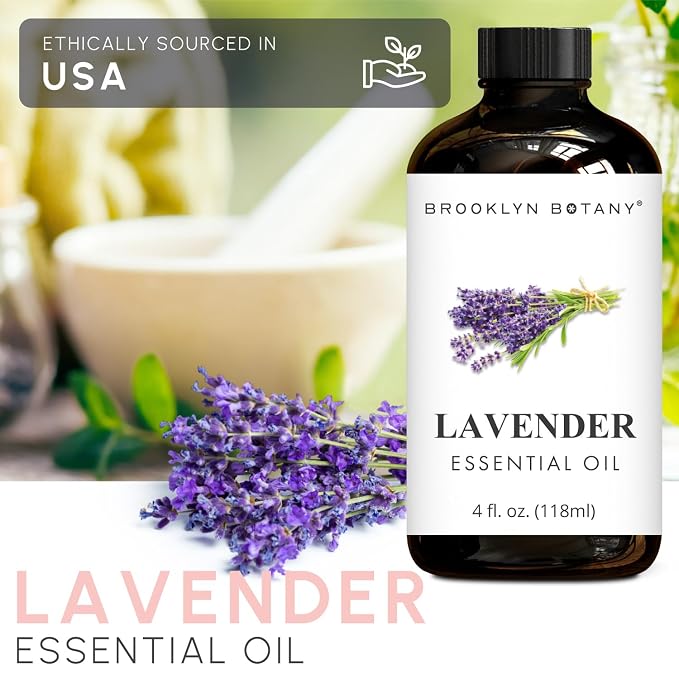 Brooklyn Botany Peppermint & Lavender Essential Oils – 4 Fl Oz (Pack of 2) – 100% Pure & Natural – Premium Grade Aromatherapy Oils – Stress & Focus Blend