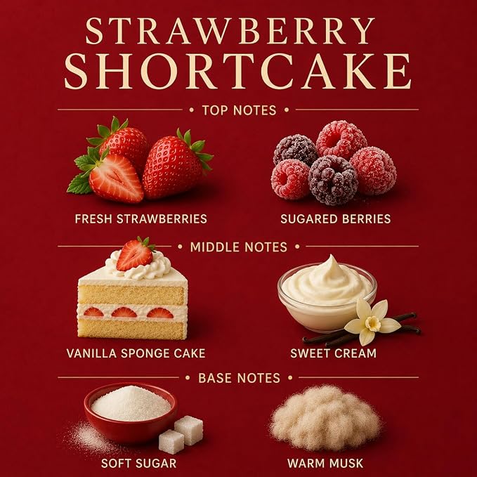 Affinati Strawberry Shortcake 3-Wick Candle – Large Soy Blend Candle, Strong Scent Throw Sweet Fruit Dessert Gourmand Bakery Candle, Premium Home Fragrance Gift