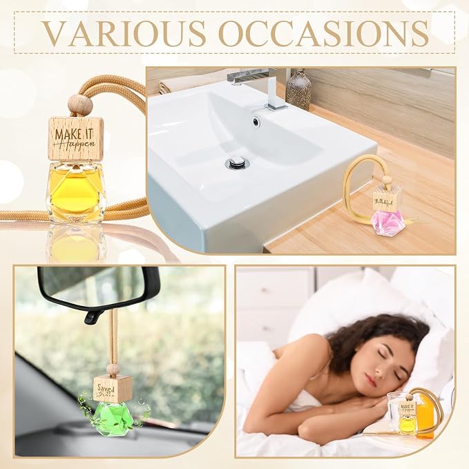 Funnymoom 10 Pcs Christian Appreciation Gifts Empty Wood Car Freshener Christian Accessories Essential Oil Car Freshener Employee Biblical Gifts for Church Women Men