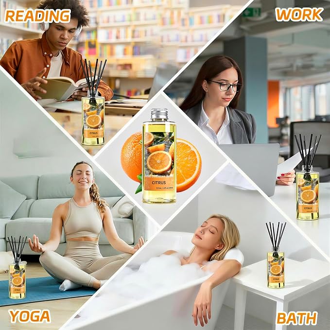SCENTORINI Reed Diffuser Oil Refill, Citrus Diffuser Oil 6.76 Fl Oz, Natural Scented Essential Oil Refill Long Lasting Summer Home Fragrance for Room Spa Aromatherapy Bathroom Home Decor