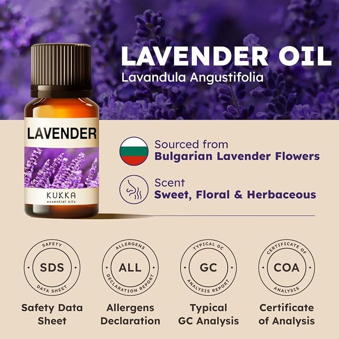 100% Pure Lavender Oil - 0.34 Fl Oz Lavender Essential Oil for Hair, Skin, Diffuser, Aromatherapy & DIY Soap Making Scent