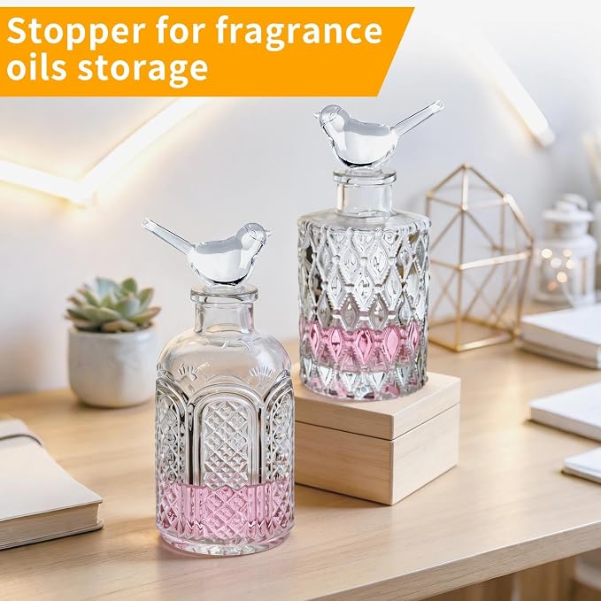 Reed Diffuser Glass Bottles Empty Set of 4 DIY Clear Decorative Bottles Fragrance Vase Jars Oil Diffusers Container with Sticks for Home Office Desk Wedding Valentine Decor Car Girl Women