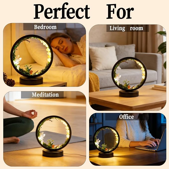 Runyangshi Forest Style Natural Citrine Night Light Healing Crystal USB Port 3 Colours Dimming Mode Lamp Suitable Night Lamp for Bedroom Home Decor Gift