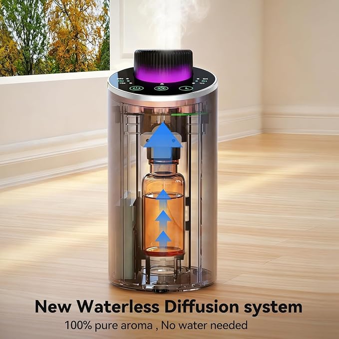 Waterless Essential Oil Diffuser Aromatherapy Scent Diffusers for Home Large Room, Bedroom, Car, Office, Desk, Battery Operated Mini Portable Air Freshener, 3 Countdown Timers & 3 Mist Levels