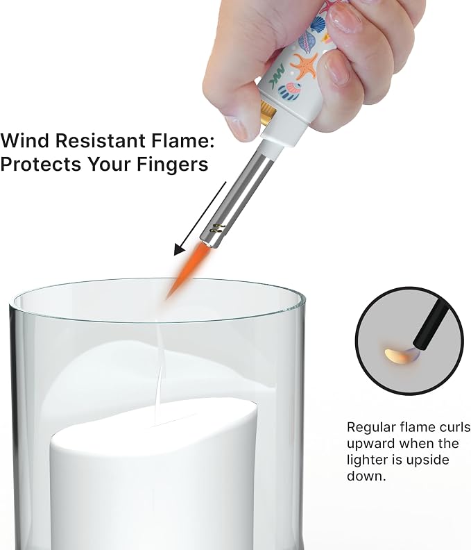 MK Candle Lighter, Butane Refillable Wind-Resistant Flame, 4-Pack for BBQ, Camping, Outdoor Use (Season-5pc)