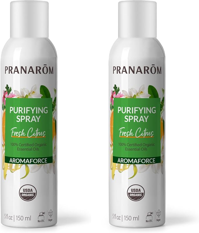 Pranarom - 2 Pack - Aromaforce Air Purifying Spray with Organic Essential Oils, Deodorizers for Home, Essential Oil Spray with Plant Essences, Fresh Citrus Scent, Certified Organic, 150ml Each