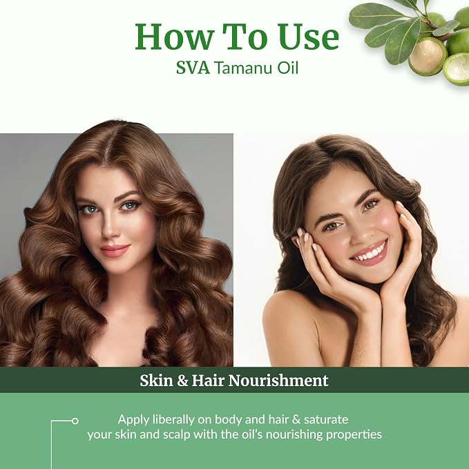 SVA Tamanu Oil 4 Fl Oz - for Face, Skin Care, Hair Care, Scalp Massage & Body Massage – Carrier Oil with Dropper