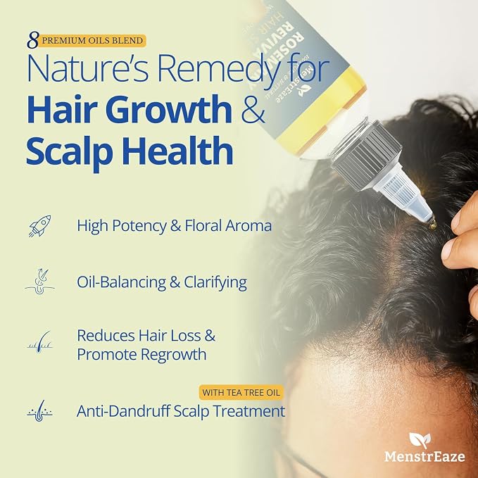 Rosemary, Tea Tree, & Castor Oil for Hair Growth & Dandruff Relief (6.7 fl oz), Infused with Biotin, Black Sesame, Grapeseed, Jojoba, & Vitamin E Oils for Dry, Itchy Scalp, Thickening & Hydration