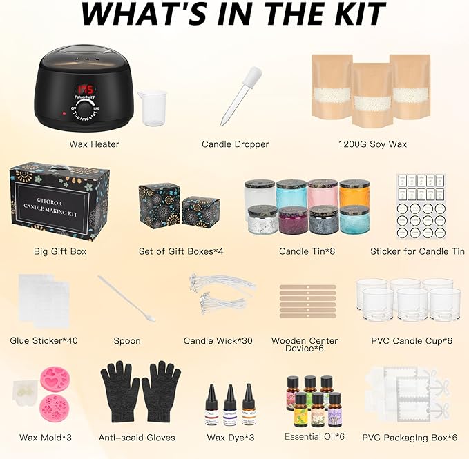 WITOROR Candle Making Kit, Scented Candles Making Kit Supplies with Digital Soy Wax Melt Warmer Candle Making Complete Kit for Adults Beginners DIY Starters
