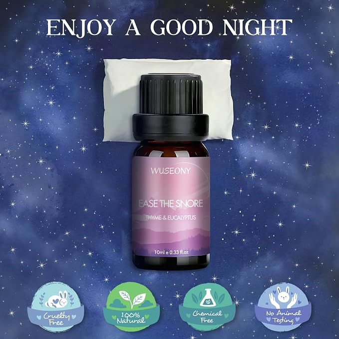 WUSEONY Sleep Essential Oils Set for Diffusers for Home, Set of 6 Essential Oil Blend Aromatherapy - Eucalyptus, Jasmine, Orange, Lavender, Cedar, Mint