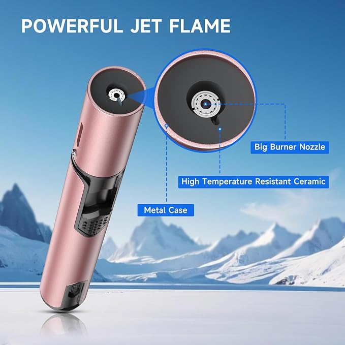 Torch Lighters Butane Lighter 2 Pack Windproof Adjustable Jet Flame Torch Lighter, Butane Refillable Gas Torch Lighter for Candles Grill BBQ Fireplaces Camping ((Not Prefilled)