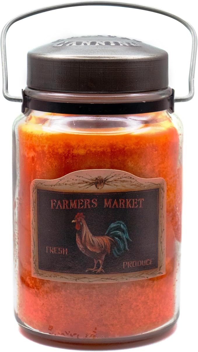 McCall’s Candles | Farmer’s Market | 26 oz Scented Candle | USA-Poured | Vintage Rustic Jar with Carrying Handle | Nutmeg, Cinnamon & Clove Spice Fragrance