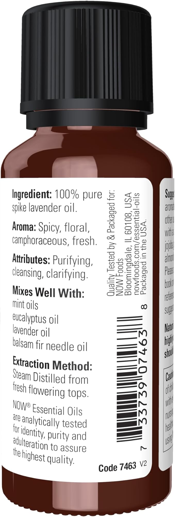 NOW Essential Oils, Spike Lavender, Floral Aromatherapy Scent, Steam Distilled, 100% Pure, Vegan, Child Resistant Cap, 1-Ounce
