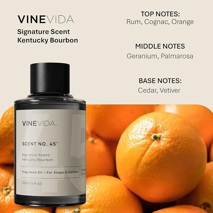 VINEVIDA [4oz] Kentucky Bourbon Fragrance Oil for Candle Making and Soap Making - Premium Candle Scents for Soy Candles