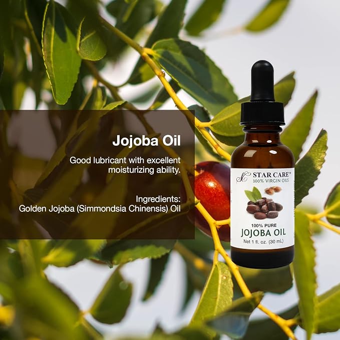100% Pure Golden Jojoba Oil Cold Pressed & Unrefined Natural Sebum-Mimicking Moisturizer for Face, Hair, Body, and Scalp Includes Premium Glass Dropper - 1 fl oz (30ml)