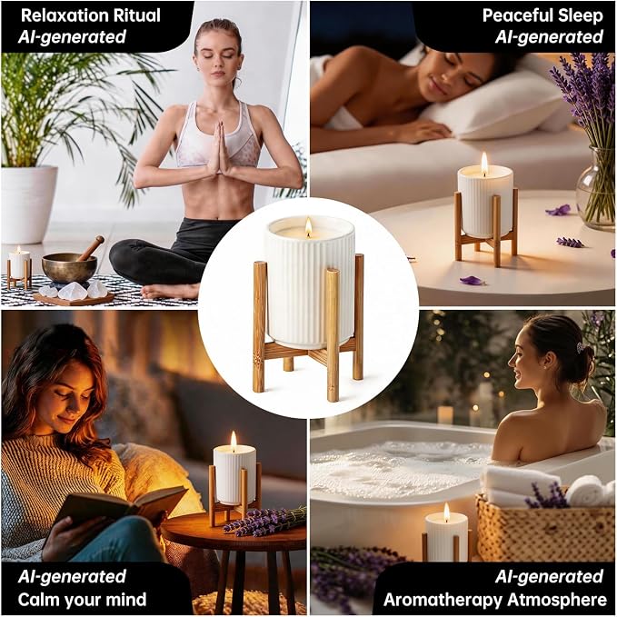 Lavender Scented Candle, 10oz Highly Soy Wax Candle for Home | Aromatherapy Gift For Women, Ceramic Jar, 60-Hour Burn, Long-Lasting, For Sleep & Relaxation, Calming Atmosphere
