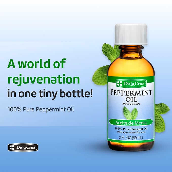 De La Cruz Peppermint Essential Oil - 100% Peppermint Oil for Aromatherapy - Steam Distilled - 1 Fl OZ (3 Bottles)