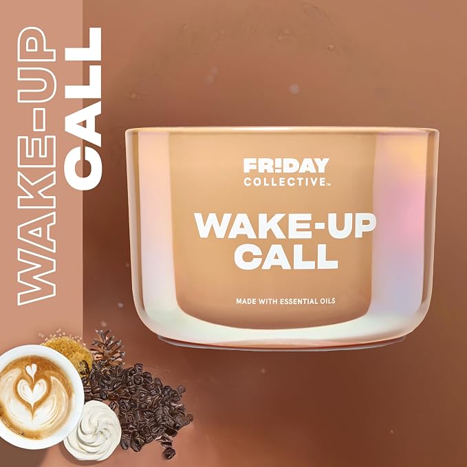 Friday Collective Wake-Up Call Candle, Sweet & Spicy Scented, Made with Essential Oils, 3 Wicks, 13.5 oz (Pack of 2)