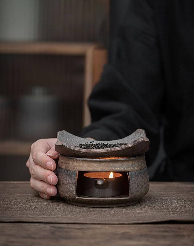 Ceramic Aromatherapy Burner, Nature's Wellness Aromatherapy Kit, Essential Oil Fragrance Diffuser with Tealight Holder, Zen Palo Santo Burner, Tea Light Candle Teapot Warmer for Home Office (1pcs)