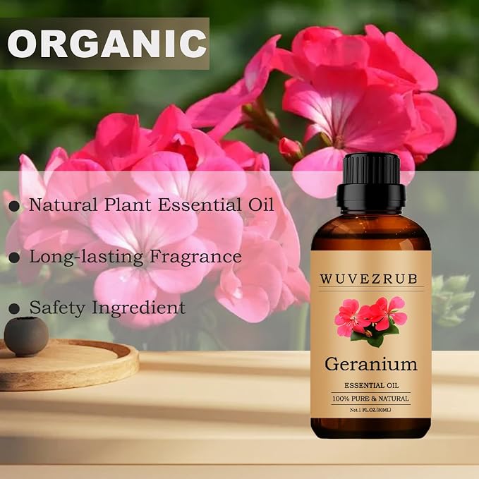 Geranium Essential Oils, 30ML Pure and Natural Essential Oil for Aromatherapy Diffuser - Geranium /1 Fl Oz