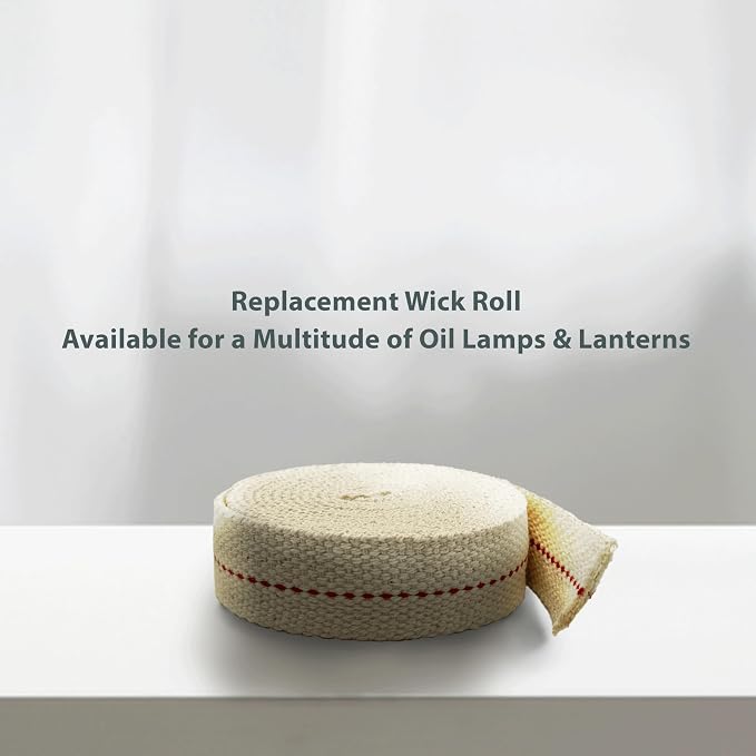 Light of Mine - 7/8" Inch 6' Foot, 100% Cotton Flat Wick - 2 Pack, for Paraffin Oil, Kerosene Based Lanterns, and Oil Lamps with Genuine Red Stitch (7/8" - 6' Roll, 2 Pack)