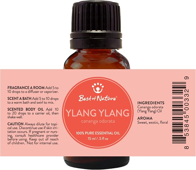 Ylang Ylang Essential Oil for Diffuser Aromatherapy – Best of Nature 100% Pure Undiluted Oils for DIY, Home Fragrance, and Topical Use