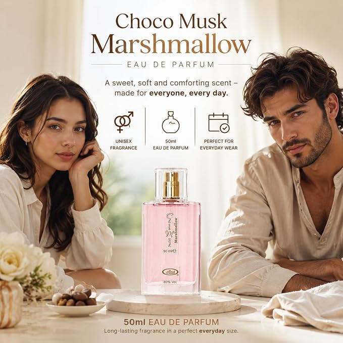 Al-Rehab Choco Musk Marshmallow Eau de Parfum for Women - 50ml (1.65 oz) | Gourmand Perfume with Strawberry, Marshmallow & Cocoa | Sweet, Fluffy & Addictive | Long-Lasting Arabian Dessert Scent