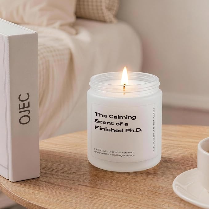 PhD Graduation Gifts, Doctorate Degree Present for Her, Him, 2026 Graduation Gifts for Women - Funny Dissertation, Congrats Grad Present for Doctoral Graduates, PhD Students - Lavender Scented Candle
