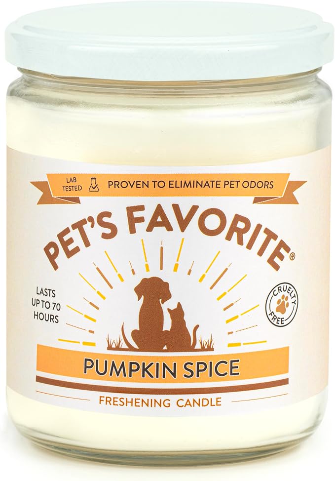 Pet's Favorite Air Freshener Candles, Clean Burning Pet Friendly Candles with a Natural Fiber Wick and 70 Hour Burn Time, Pumpkin Spice Pack of 1