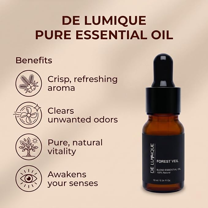 Forest Veil Scent DE LUmiQUE Calming Essential Oil Blend, 100% Natural Aromatherapy Grade, 10ml / 0.34 Fl Oz
