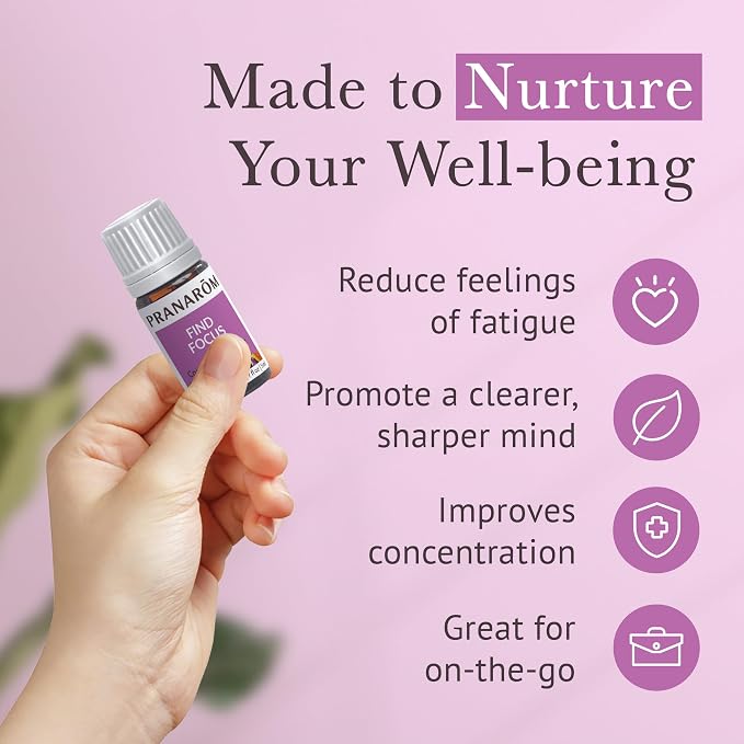 Pranarom - Find Focus Wellness Blend 5ml - Aromatherapy - Natural Focus - Certified Organic, Invigorating Citrus Aroma, Cruelty-Free, Easy Diffusion