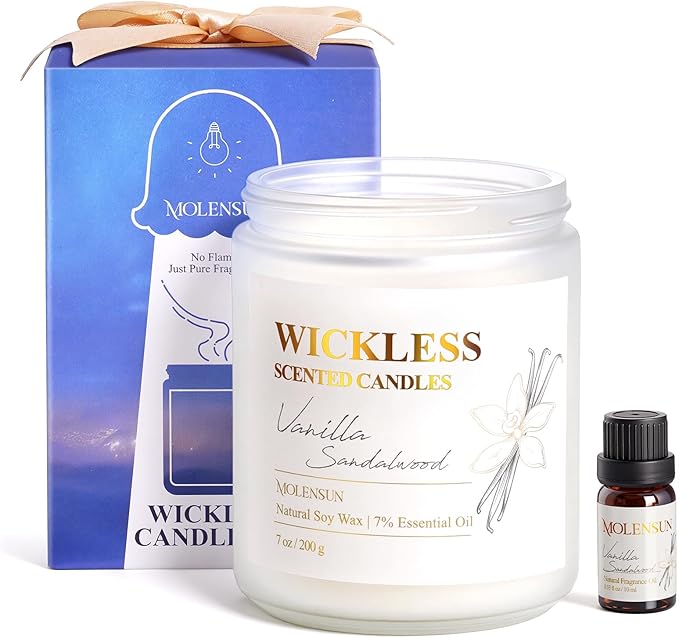 Vanilla Sandalwood Wickless Candle for Candle Warmer Lamp with 10ml Essential Oil for Custom Aroma, Flameless Non-Toxic Soy Scented Candle for Home, Monter's Day or Birthday Gifts for Women & Men